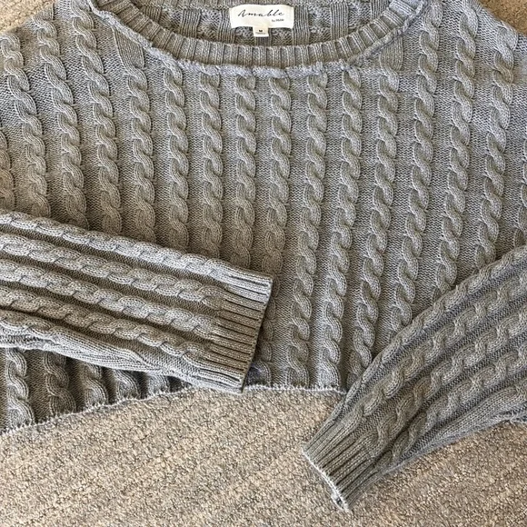 AMABLE CABLE KNIT CROP SWEATER - Picture 2 of 5